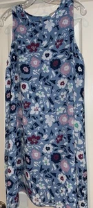 Neu ohne Etikett Loft blau & rosa Blumen ärmellos gefüttert kurzes Kleid Größe Large - Bild 1 von 7