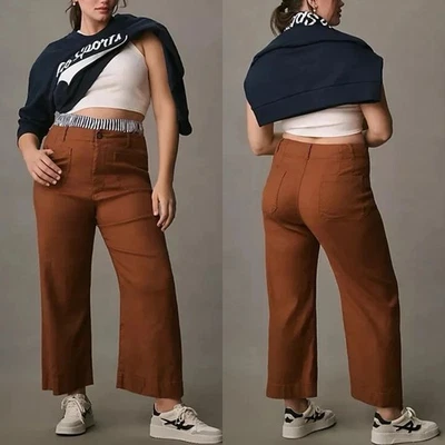 Anthropologie Maeve The Colette Pants In Brown Cropped Size 28 Petite - Image 1 of 4