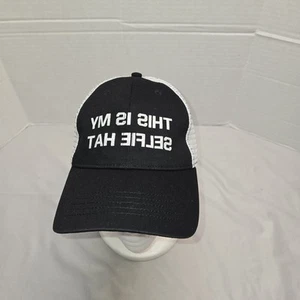 This Is My Selfie Hat Black/White Mesh Trucker Adj Strapback Nwot  - Picture 1 of 6