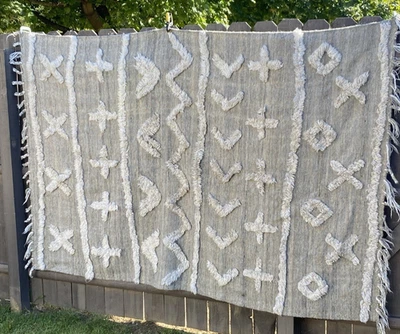 Alfombra Minna acolchada Anthropologie 5 X 7 beige patrón geométrico Foto 1 de 4