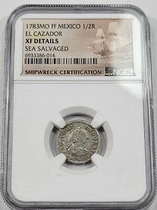 1783 Mexico EL CAZADOR SHIPWRECK 1/2 Real NGC XF Certified Original *J431 - Bild 1 von 3