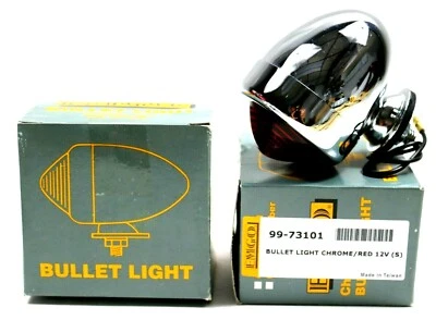 Luz de señal de giro EMGO Speeder Bullet lente roja cromada Harley OEM 61-73101 12V  Foto 1 de 4
