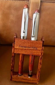 NEW Rosewood Pen & Pencil set in Wood Stand "Focus On Fifty" - Picture 1 of 1