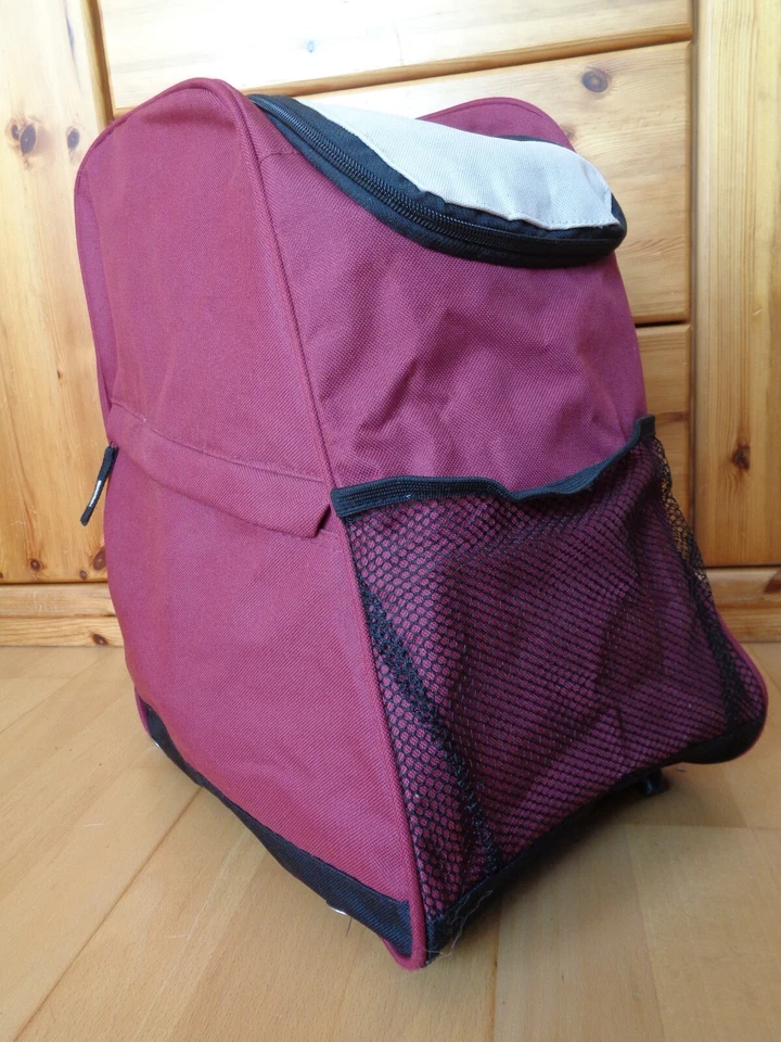 Rucksack für Inliner / Rollerplates / Eislaufschuhe ~ dkl. rot/ beige/ schwarz - Bild 1 von 4