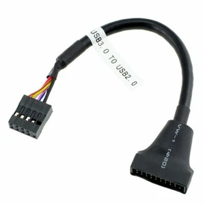 USB 2.0 9Pin Female to 20 Pin USB 3.0 Male Motherboard Header Cable - 0.15m - Picture 1 of 12