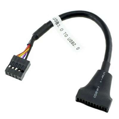 USB 2.0 9Pin Female to 20 Pin USB 3.0 Male Motherboard Header Cable - 0.15m - Image 1 of 4