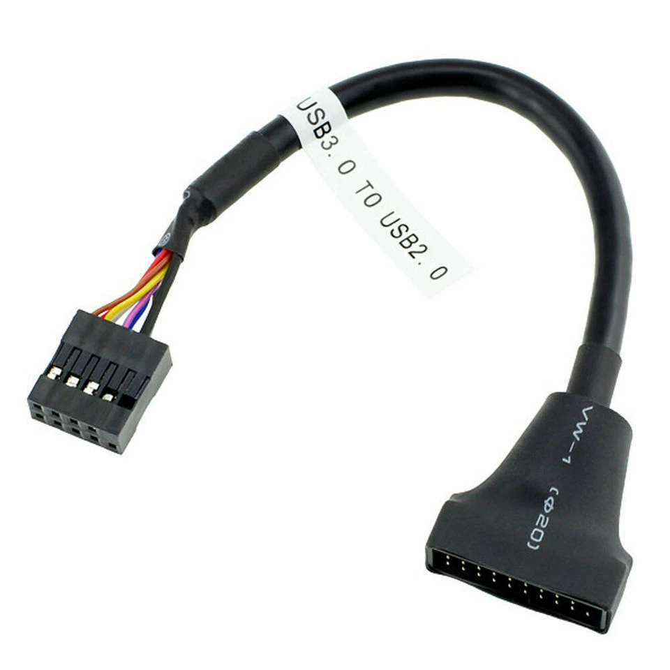 USB 2.0 9Pin Female to 20 Pin USB 3.0 Male Motherboard Header Cable - 0.15m - Image 1 of 4