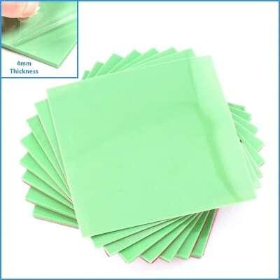 1x Green 100mm x 100x 4mm Silicone Thermal Pad Sheet CPU Memory Board Heatsink - Image 1 of 4