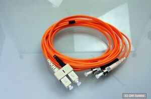 APC Fiber Glasfaser Patchkabel ST auf SC: 625µm/125µm 3m orange, 12032-3M-E, NEU