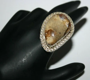 DAMENRING NATÜRLICHER OZEAN MEERESJASPIS .925 STERLINGSILBER GRÖSSE 5 1/2 NEU DAMEN - Bild 1 von 3