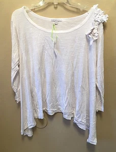 Larsen graues Damen Medium Blumen Applikation Stretch T-Shirt weiß neu - Bild 1 von 5