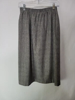Alfred Dunner Wool Blend Lined Black Check Pull On Straight Skirt Women's Size 8 - Image 1 of 4