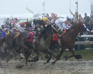 JUSTIFY 2018 PREAKNESS STAKES WINNER MIKE SMITH UP HORSE RACING 8X10 PHOTO 6 - Picture 1 of 1