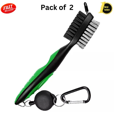 MOBILE PRO SHOP Double Sided Golf Club Cleaning Brush with Retractable Groove Sharpener