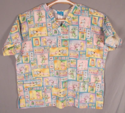 Scrubs HQ Scrub Top Vet Tech Dental Hygenist Dentist Teeth Smile Dog Cats XL - Image 1 of 4