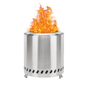 8.6" Smokeless Fire Pit Portable Outdoor Wood Burning Firepit Stainless Steel US - Picture 1 of 6