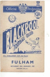 Blackpool v Fulham 1956/57 FA Cup 4th Round includes Stan Matthews autograph - Picture 1 of 2