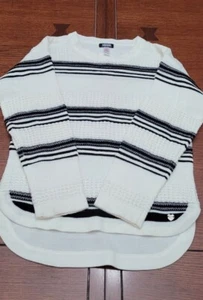 KENSIE Girls Striped Cream/ Black Sweater Size 6X - Picture 1 of 4