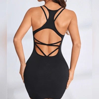 Sexy Mini Vestido Bodycon Activo Espalda Abierta Corre Pequeño Foto 1 de 4