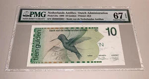 PMG Netherlands Antilles/ Dutch Administration 1986 10Gulden Banknotep23a Superb - Picture 1 of 9