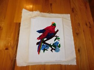 Parrot Latch Hook Panel Artist Signed Handmade Completed