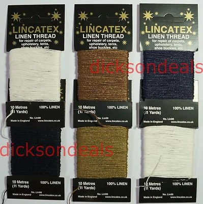 Strong 100% Linen Sewing Repair Mending Thread Leather Upholstery 10m Metre Card - Image 1 of 2
