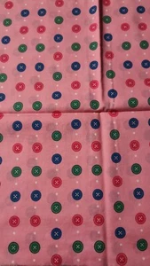 Cotton Fabric Buttons On Pink 35 Inches - Picture 1 of 2