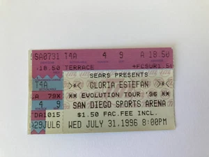 Talón de entradas para conciertos Gloria Estefan 31 de julio de 1996 en el estadio deportivo de San Diego - Imagen 1 de 2