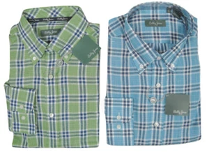 NEW $145 Bobby Jones Collection Fine Linen Shirt! *Green or Blue Plaid* Roomy - Picture 1 of 1