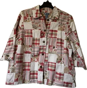 Koret Blazer Size 18W Patchwork Quilt blazer, 18W, EUC Pink Tan White - Picture 1 of 6