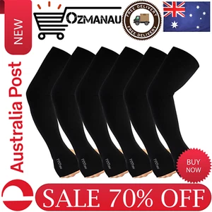 6 Pairs Black Arm Sleeves with Thumb Hole for Men Women Outdoor, Cooling Comp AU - Picture 1 of 7