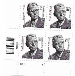 2000 Scotts #3420 Joseph W Stilwell 10c Plate  Block 4 Stamps MNH OG - Picture 1 of 1