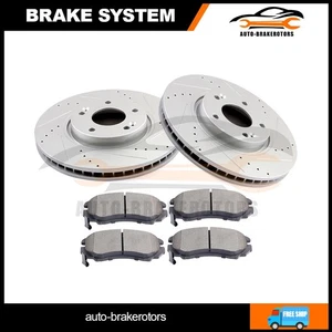 For 2010 Hyundai Sonata Front Drill 2 Brake Rotors w/ 4 Ceramic Pads - Picture 1 of 9