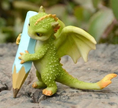 Дракон пишущий динозавр статуэтка фея скульптура настольная фигурка домашний декор подарок - Изображение 1 из 2