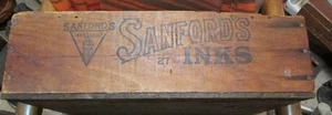 antike Holzschatulle - Sanford's Utopian Library Paste Chicago N.Y. 12" x 16" Tinte - Bild 1 von 6