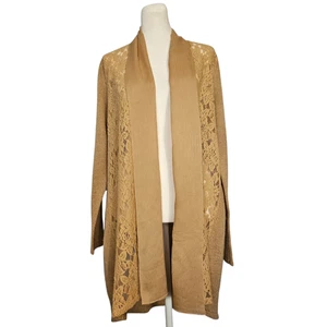 Chico’s Strickpullover vorne offen Spitze hellbraun camel Mohair Wolle Damen Gr. 1 Medium - Bild 1 von 11