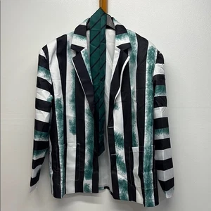 Herren Beetle Movie Juice Kostüm gestreift schwarz-grün Blazer mit Krawatte Gr. XL - Bild 1 von 6