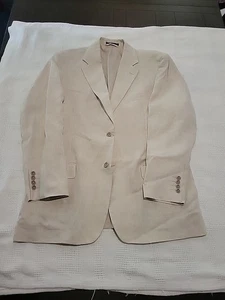 Tasso Elba 100% Linen Blazer Beige Two Button Single Breasted Large 42-44  - Picture 1 of 11