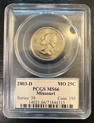 PCGS 2003 D MS66 Missouri State Quarter 25C - Image 1 of 2