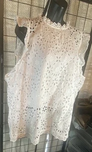 J. Crew Women’s Top white eyelet NWT 3x short ruffle sleeve With Camisole - Picture 1 of 3