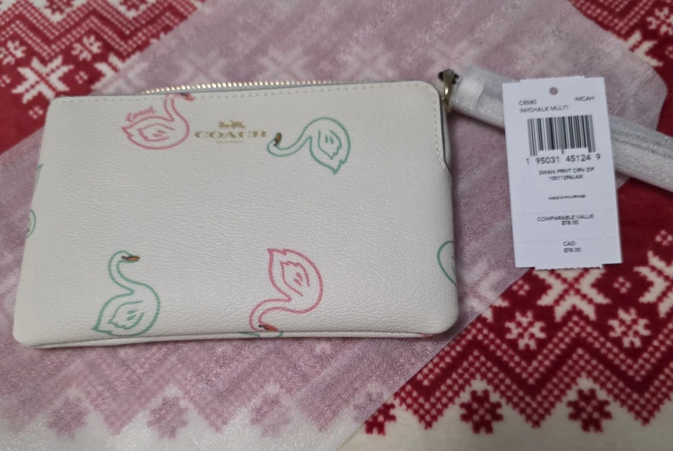 Muñequera Coach para mujer con cremallera en esquina y estampado de cisne nueva con etiquetas-C8380 Foto 1 de 4