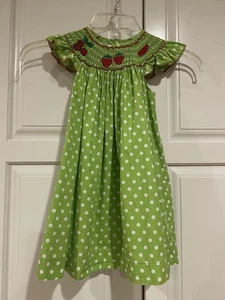 Vestido Verde Calado con Lunares Blancos - Cerezas, Fresa, Sandía 18 Mos - Imagen 1 de 5