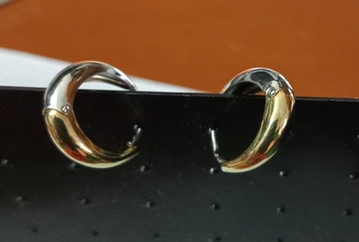 14K 2-TONE YELLOW GOLD/WHITE GOLD HOOP EARRINGS - Image 1 of 4