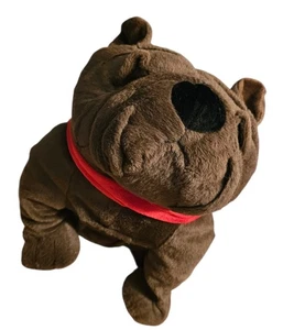 DAN DEE Peluche Toro Perro Cachorro Marrón Rojo Collar Juguetes Peluche - Imagen 1 de 9