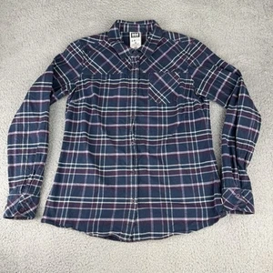 Helly Hansen Women's Flannel Shirt Plaid Long Sleeve Button-Up Large Purple - Picture 1 of 10