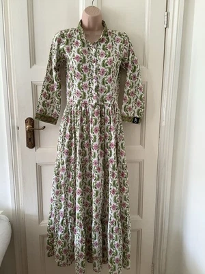 NEWDAY ORIGINALS Tiered Maxi Organic Cotton Floral Block Print Dress XXS/UK6 - Image 1 of 4