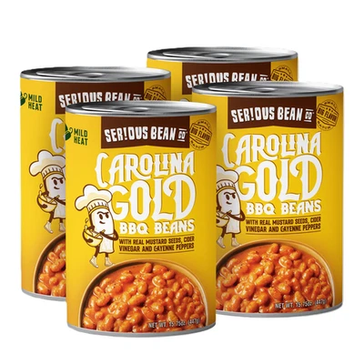 (4-pack) SERIOUS Bean Co Carolina Gold BBQ Beans, of 15.75 oz Cans....