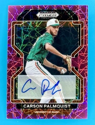 2022 Panini Prizm Draft Picks Auto Carson Palmquist Neon Pink Velocity Prizm - Image 1 of 2