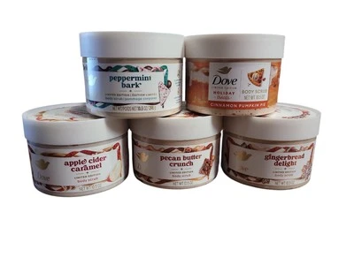 DOVE EDICIÓN LIMITADA EXFOLIANTES CORPORALES Golosinas navideñas Lote de 5 aromas diferentes NUEVO Foto 1 de 4