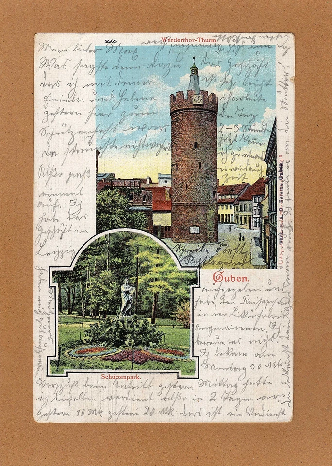 Litho AK GUBEN  1905 Werderthor Turm und Schützenpark   ( 780 - Bild 1 von 1